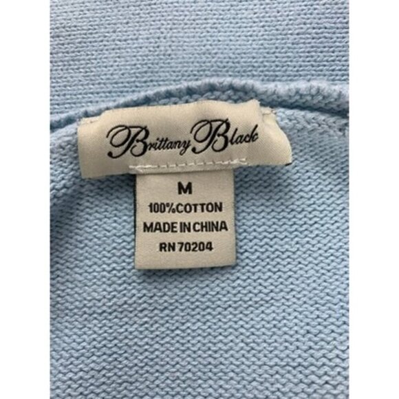 Brittany Black Light Blue Cotton Knit Sweater Womens M - Picture 4 of 5